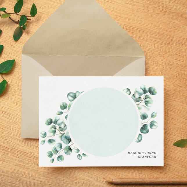 Eucalyptus Leaves Greenery Personalized Note Cards (Creator Uploaded)