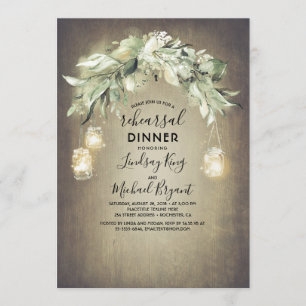 Eucalyptus Leaves Greenery Rustic Rehearsal Dinner Invitation