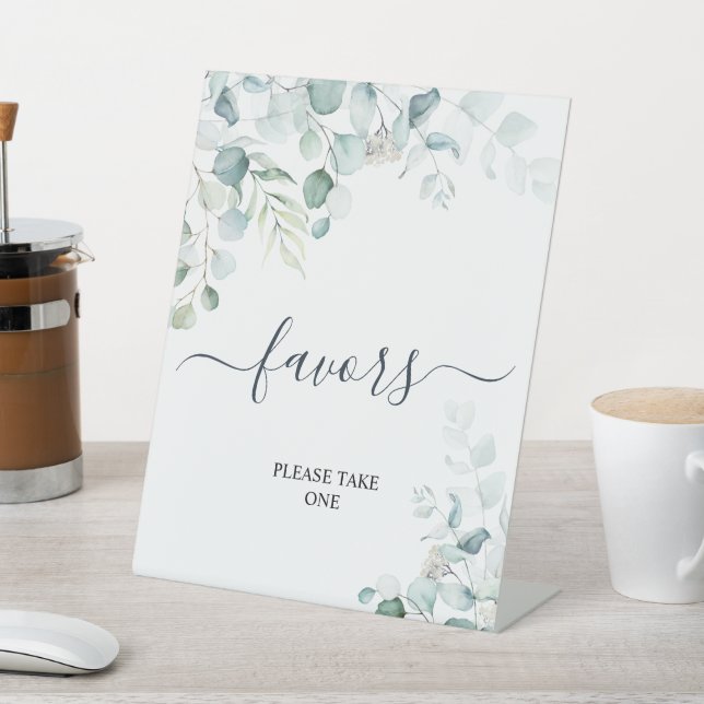 Eucalyptus Leaves Greenery Shower Favours Sign (In SItu)