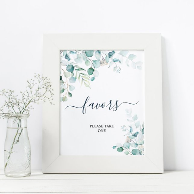 Eucalyptus Leaves Greenery Shower Favours Sign (Creator Uploaded)