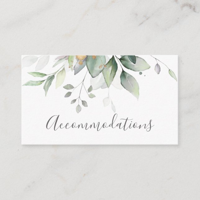 Eucalyptus Leaves Greenery Wedding Accommodation Enclosure Card (Front)