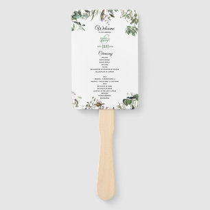 Eucalyptus Leaves Greenery Wedding Program  Hand Fan