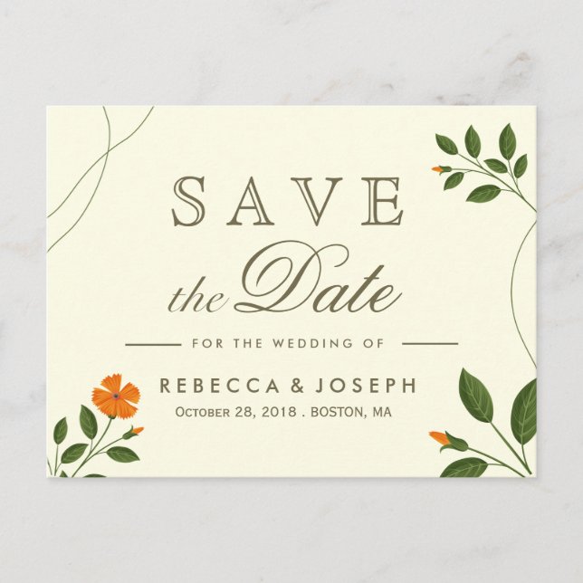 Eucalyptus Leaves Greenery Wedding Save the Date Postcard (Front)