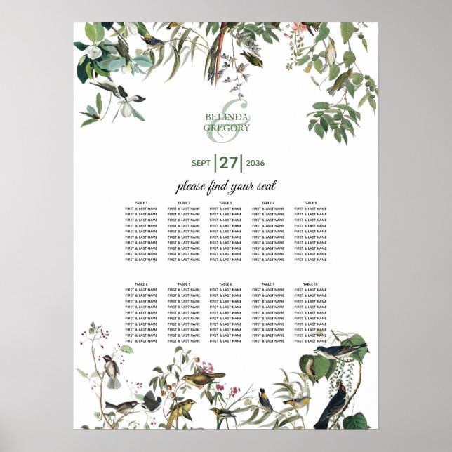 Eucalyptus Leaves Greenery Wedding Seating Chart (Front)