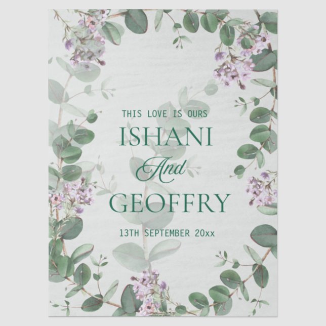 Eucalyptus Leaves Greenery Wedding Tissue Paper (Front)