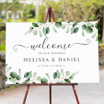 Eucalyptus Leaves Greenery Wedding Welcome Sign<br><div class="desc">Designed to coordinate with our Moody Greenery wedding collection,  this customizable welcome sign template features watercolor eucalyptus branches & has been paired with a whimsical calligraphy and a classy serif font in grey. To make advanced changes,  please select "Click to customize further" option under Personalize this template.</div>