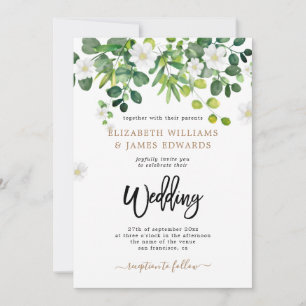 Eucalyptus Leaves Modern Rustic Wedding Invitation