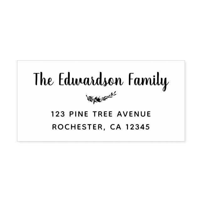 Eucalyptus leaves modern script return address self-inking stamp (Design)