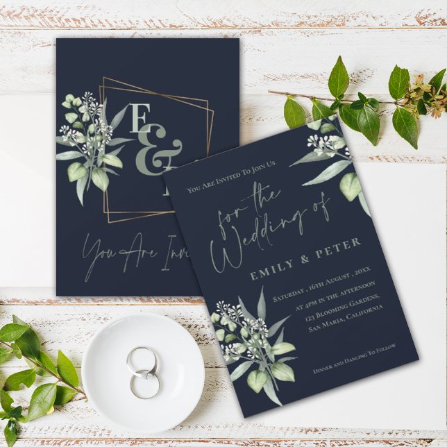 Eucalyptus Leaves Monogram Luxury Greenery Wedding (Creator Uploaded)
