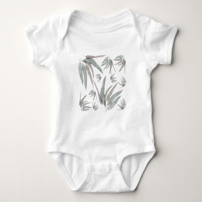 Eucalyptus Leaves Pattern Baby Bodysuit (Front)