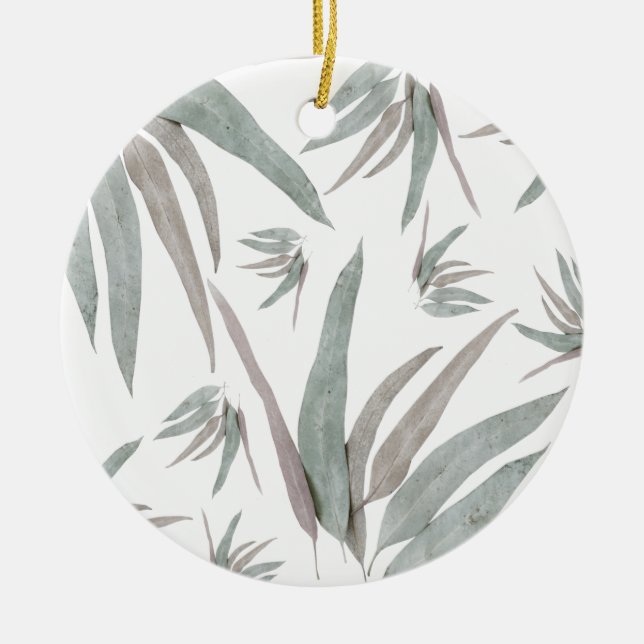 Eucalyptus Leaves Pattern Ceramic Ornament (Front)