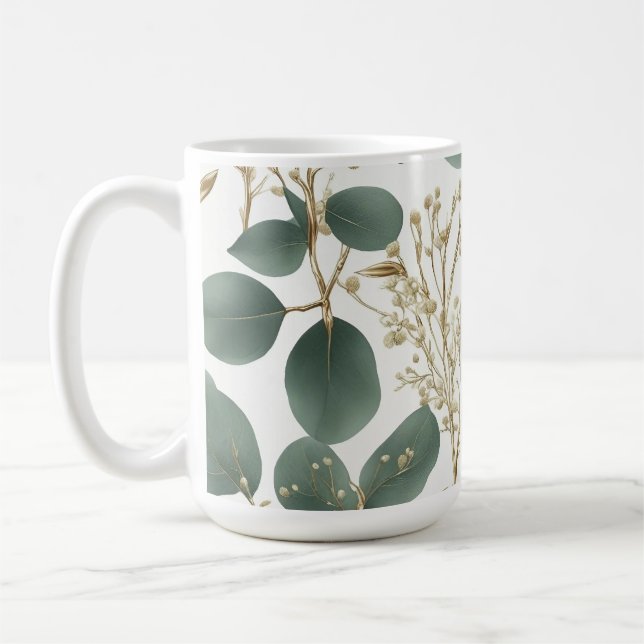 Eucalyptus Leaves Pattern Coffee Mug (Left)