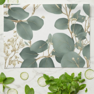 Eucalyptus Leaves Pattern Kitchen Towel