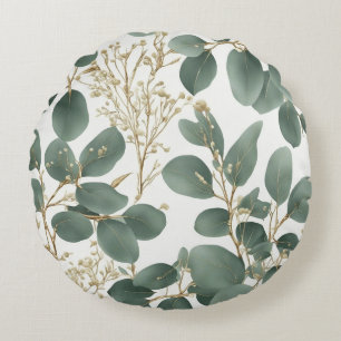 Eucalyptus Leaves Pattern Round Pillow