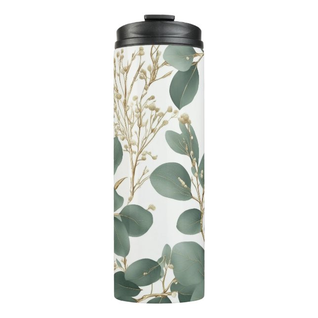 Eucalyptus Leaves Pattern Thermal Tumbler (Front)