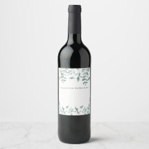 Eucalyptus Leaves Personalized Wine Bottle Label