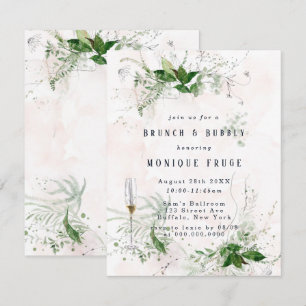 Eucalyptus Leaves Pink Brunch & Bubbly Invites