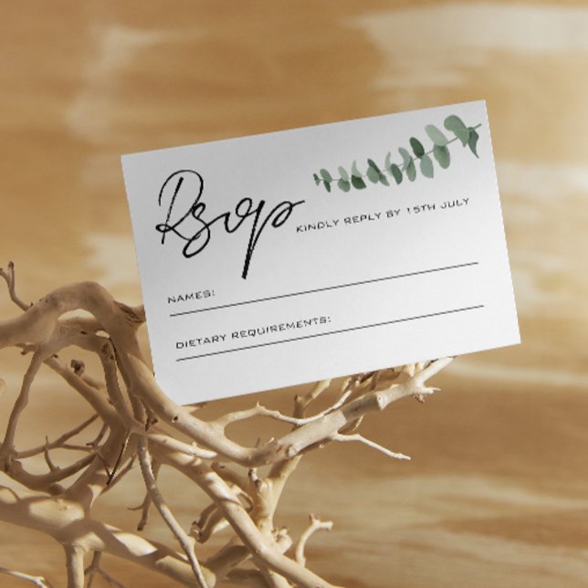 Eucalyptus Leaves QR Code Wedding RSVP Card (Creator Uploaded)