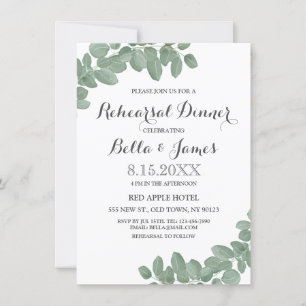 Eucalyptus Leaves Rehearsal Dinner Invitation