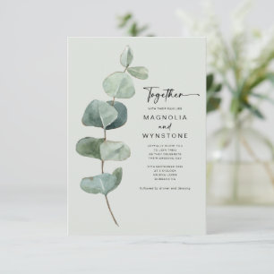Eucalyptus Leaves Together Modern Wedding Invitation