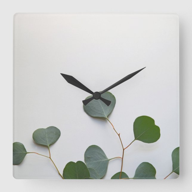 Eucalyptus leaves vertical square wall clock (Front)