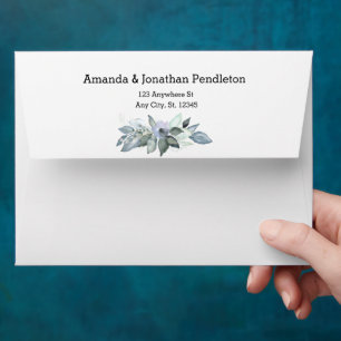 Eucalyptus Leaves Wedding Envelope Pre-addressed