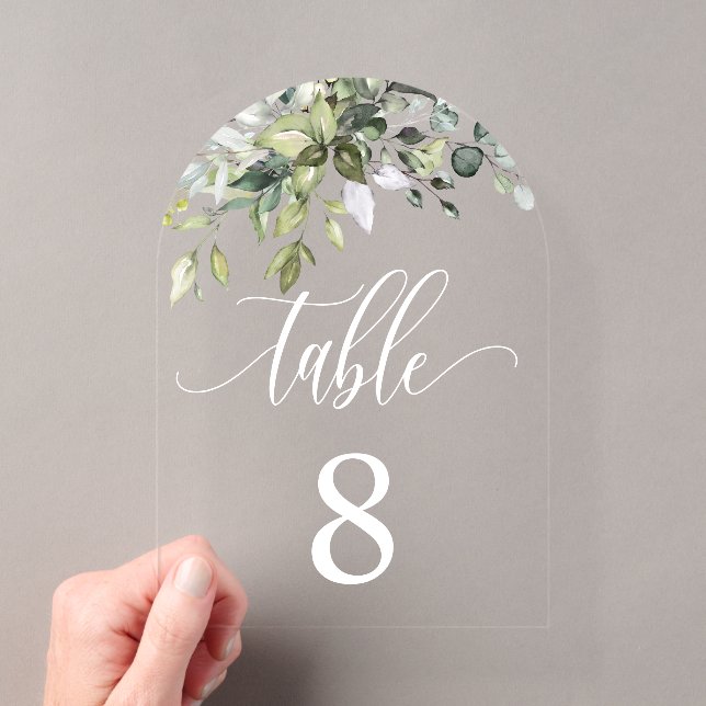 Eucalyptus Leaves Wedding Event Seating Table Card Acrylic Invitations (Insitu (Handheld))