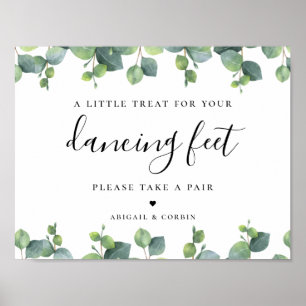 Eucalyptus Leaves Wedding Flip Flops Poster