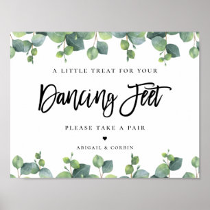 Eucalyptus Leaves Wedding Flip Flops Poster