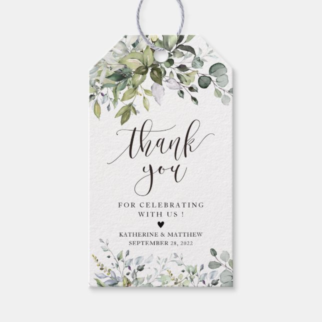 Eucalyptus Leaves Wedding Gift Tag (Front)