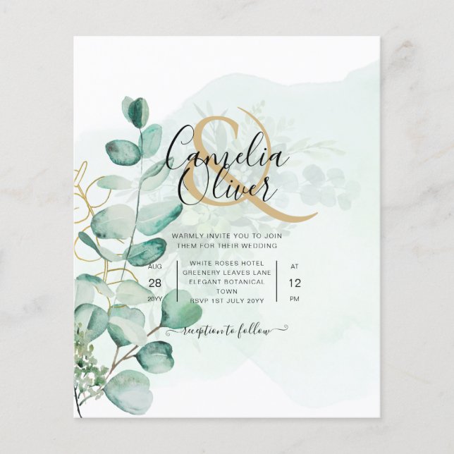 Eucalyptus Leaves Wedding Greenery QR CODE Modern Flyer (Front)