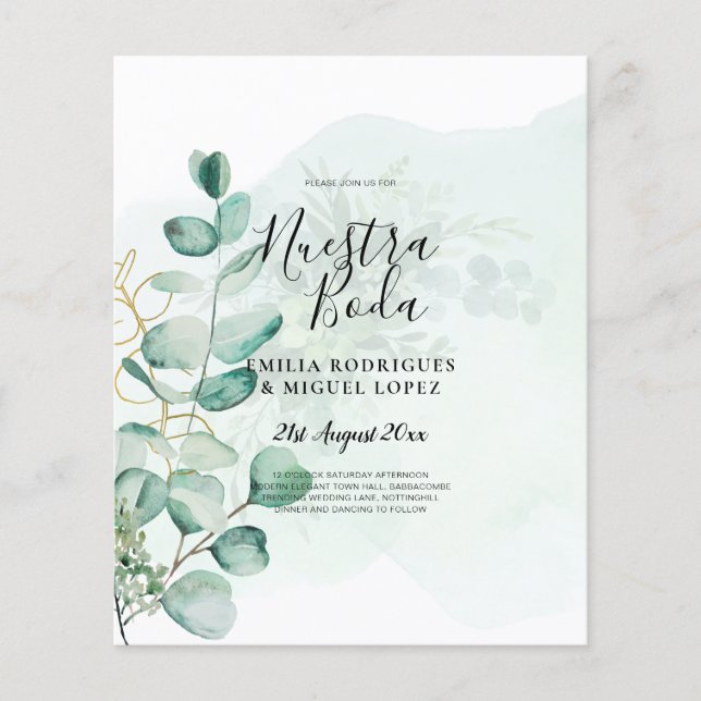 Eucalyptus Leaves Wedding Greenery QR CODE Modern Flyer (Front)