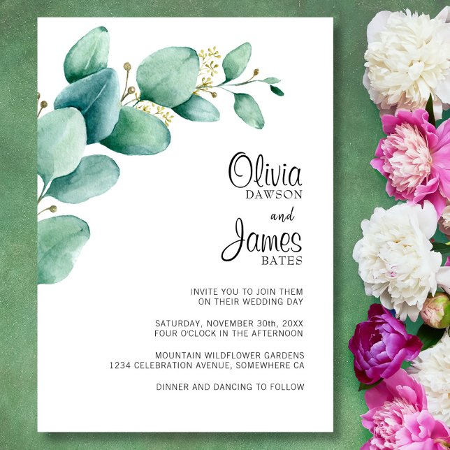 Eucalyptus Leaves Wedding Invitation (Creator Uploaded)
