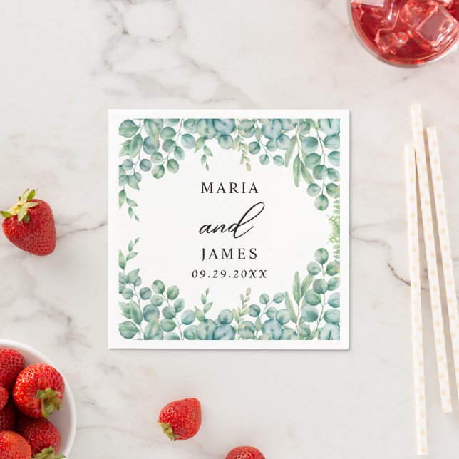 Eucalyptus Leaves Wedding Napkin (Insitu)