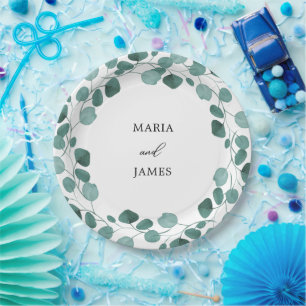 Eucalyptus Leaves Wedding Paper Plate
