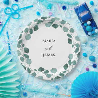 Eucalyptus Leaves Wedding Paper Plate