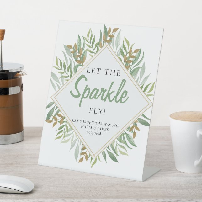 Eucalyptus Leaves Wedding Pedestal Sign (In SItu)