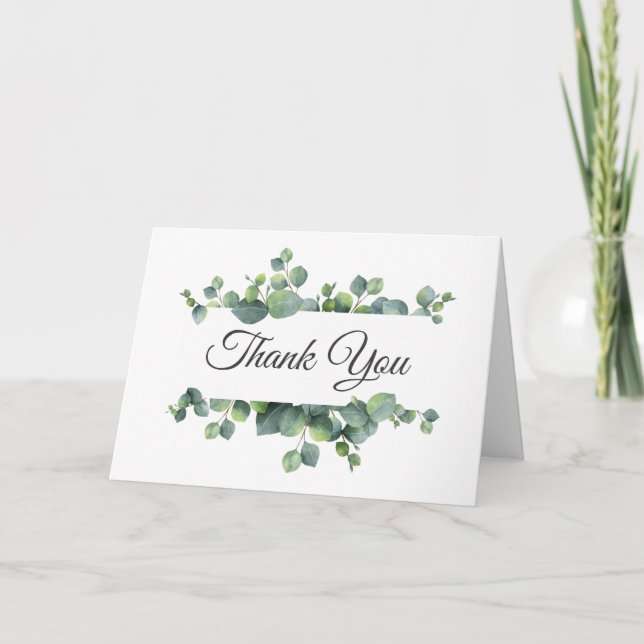 Eucalyptus Leaves Wedding Photo Thank You (Front)