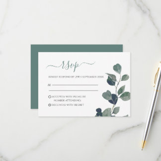 Eucalyptus Leaves Wedding RSVP Card