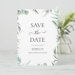 Eucalyptus Leaves Wedding Save The Date
