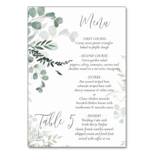 Eucalyptus leaves  Wedding Table Number