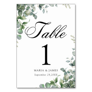 Eucalyptus Leaves Wedding Table Number