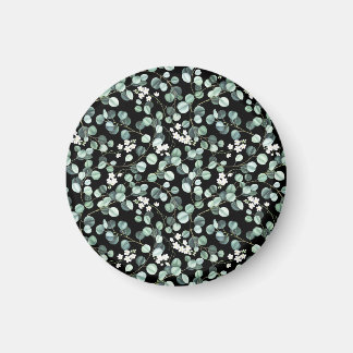 Eucalyptus Leaves: White Flowers Pattern Magnet
