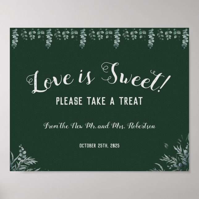 Eucalyptus Love is Sweet Bridal Shower Wedding  Poster (Front)