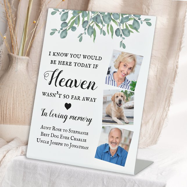 Eucalyptus Loving Memory 3 Photo Memorial Wedding Pedestal Sign (Creator Uploaded)