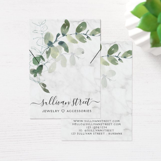 Eucalyptus Marble Earrings Necklace Display Card (Desk)