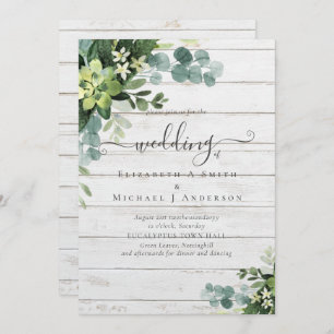Eucalyptus Mariage Aquarelle verte Invitations