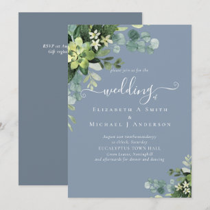 Eucalyptus Mariage Aquarelle verte Invitations