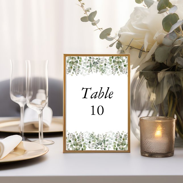 Eucalyptus Mariage de verdure Cartes Numéro de tab (Eucalyptus Greenery Watercolor Wedding Table Number Cards)