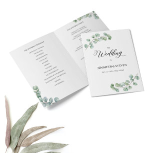 Eucalyptus Mariage Feuille programme plié